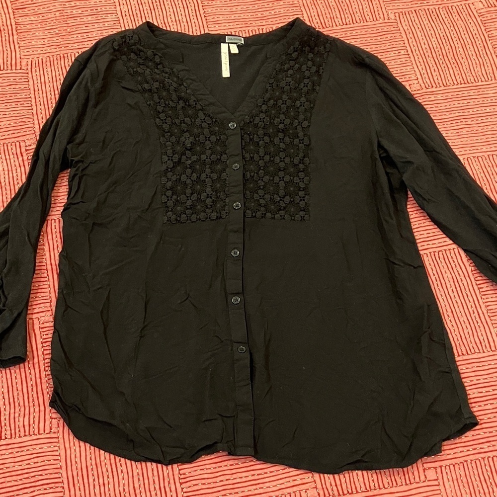 Grand & Greene Black Button-Down Blouse